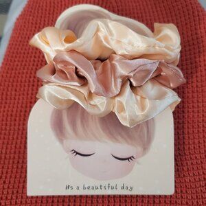 New Bundle Pack of Satin Blush Toned Assorted Scrunchies- Regular Size (×3)